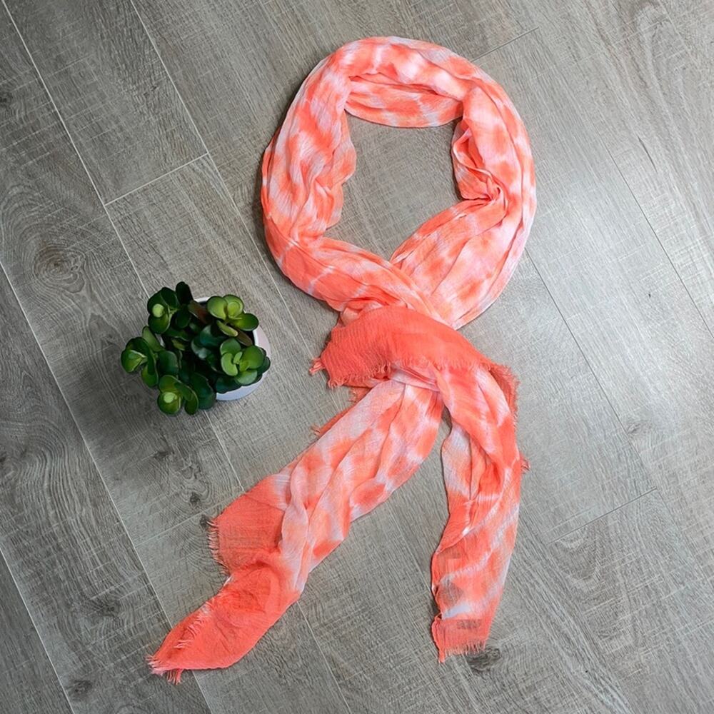 NWT Steve Madden Neon Pink Orange Tie Dye Fringe Oversize Wrap Scarf